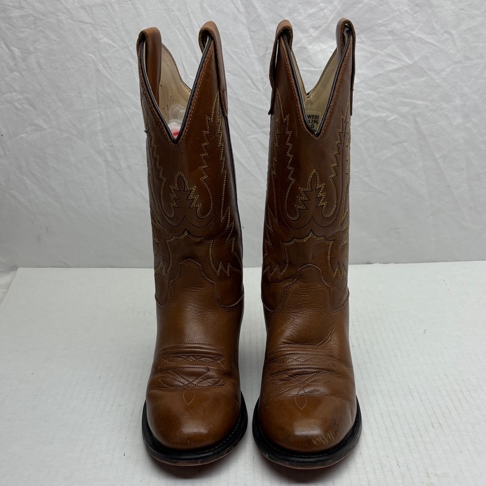 Old West Classic Leather Cowgirl Boots, SZ 4 big girl